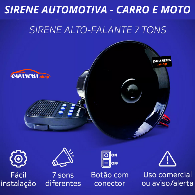 Sirene Automotiva Tech One 7 Tons - Carro & Moto