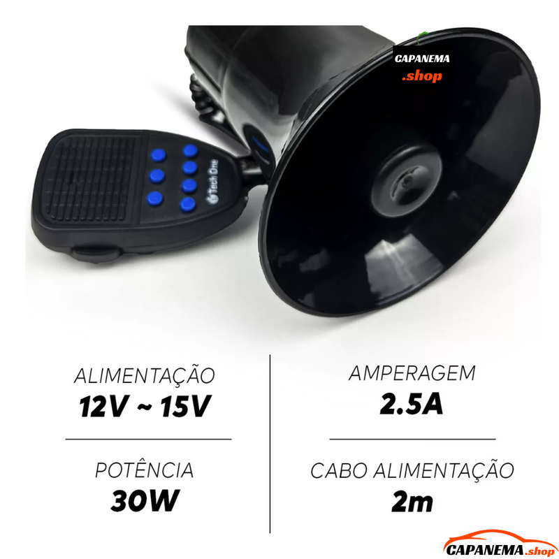 Sirene Automotiva Tech One 7 Tons - Carro & Moto